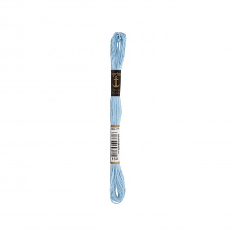 Meada de linha de bordar Anchor Stranded Cotton, filosele cor 160 azul